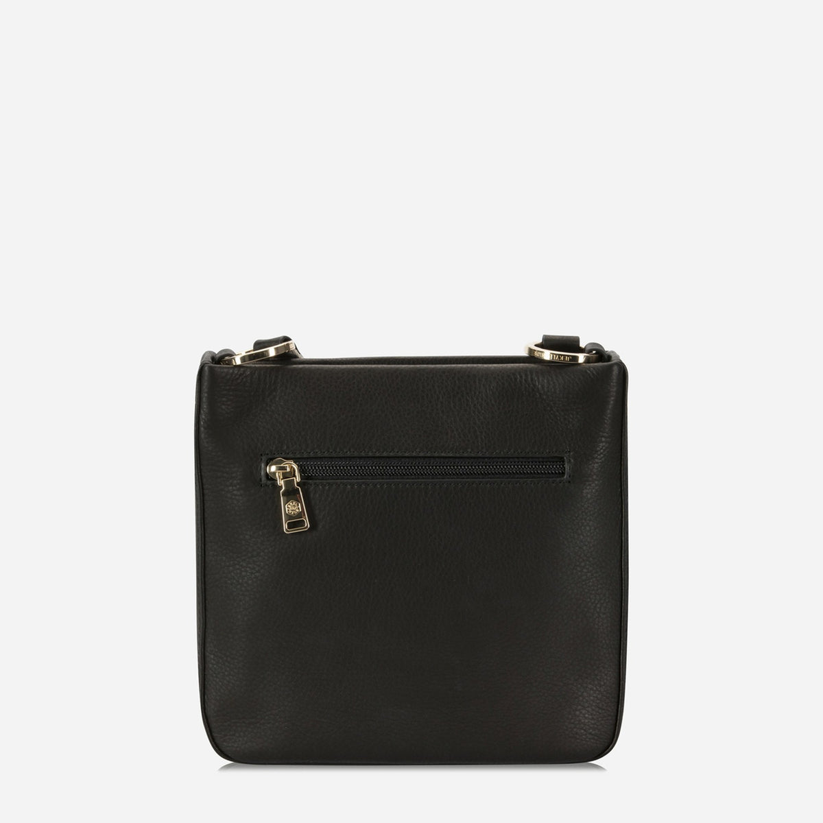 Back of the Midnight Black Crossbody Bag with zip pocket