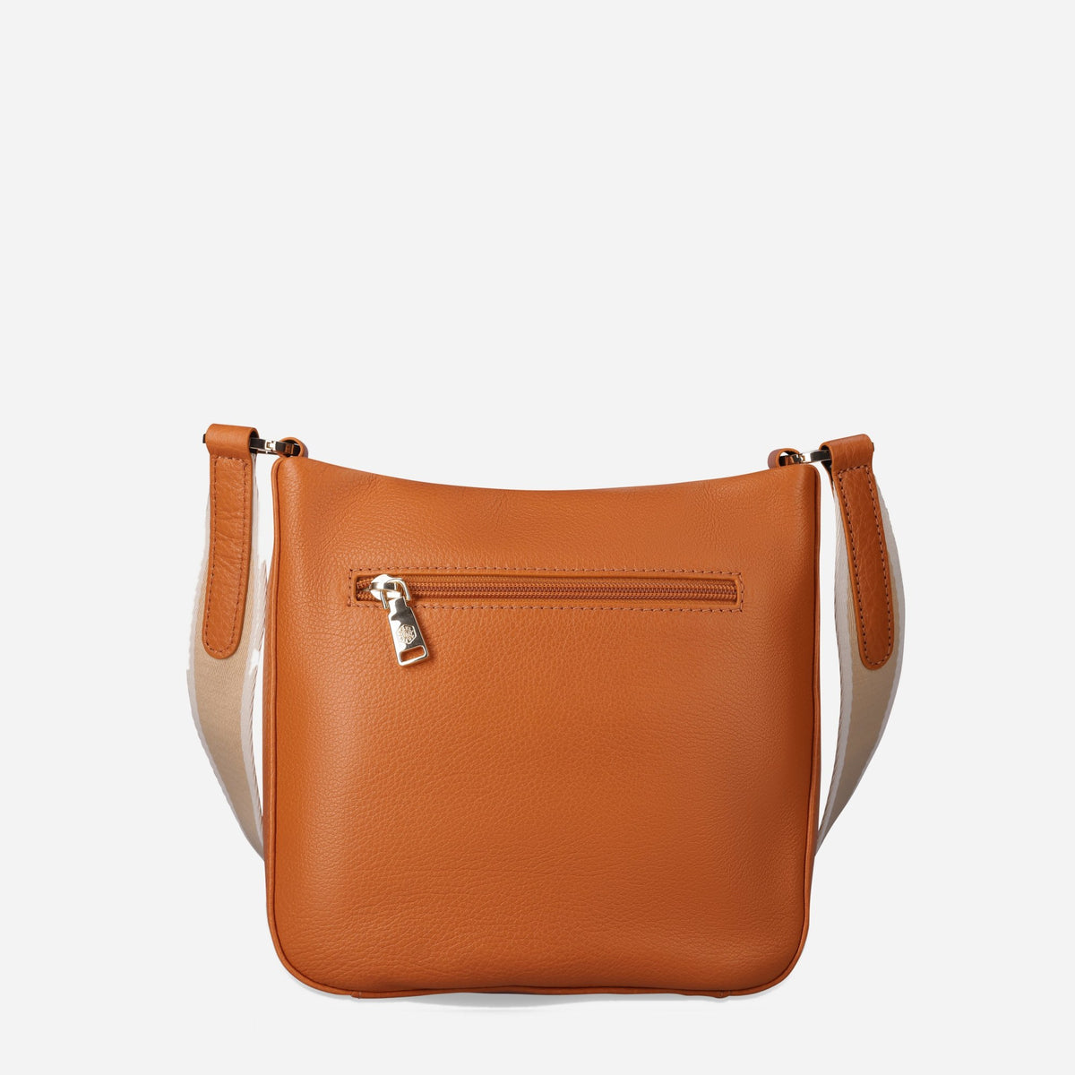 Back of the Tangerine leather Crossbody Bag with zip pocket
