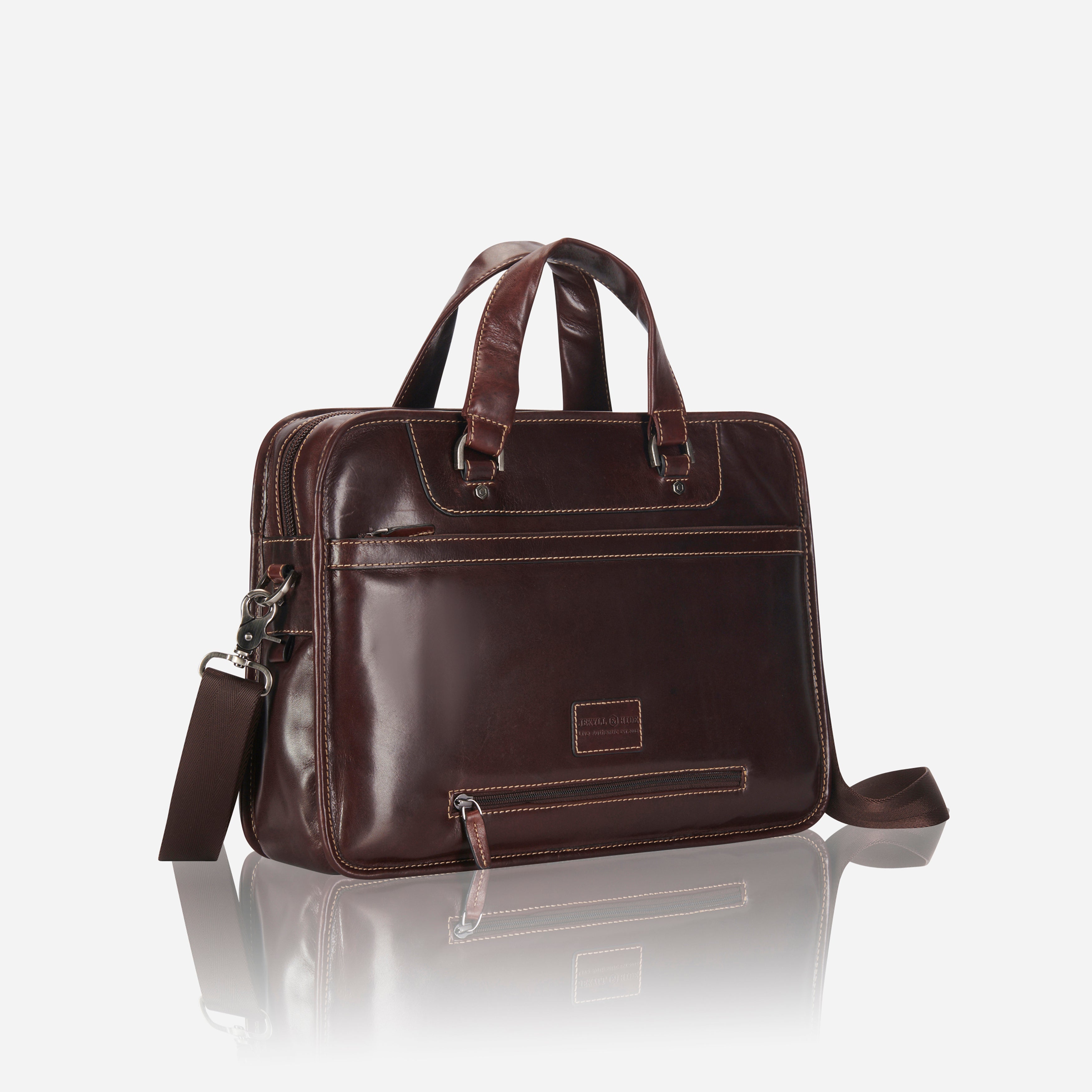 Oxford Medium Leather 15" Laptop Briefcase, Espresso
