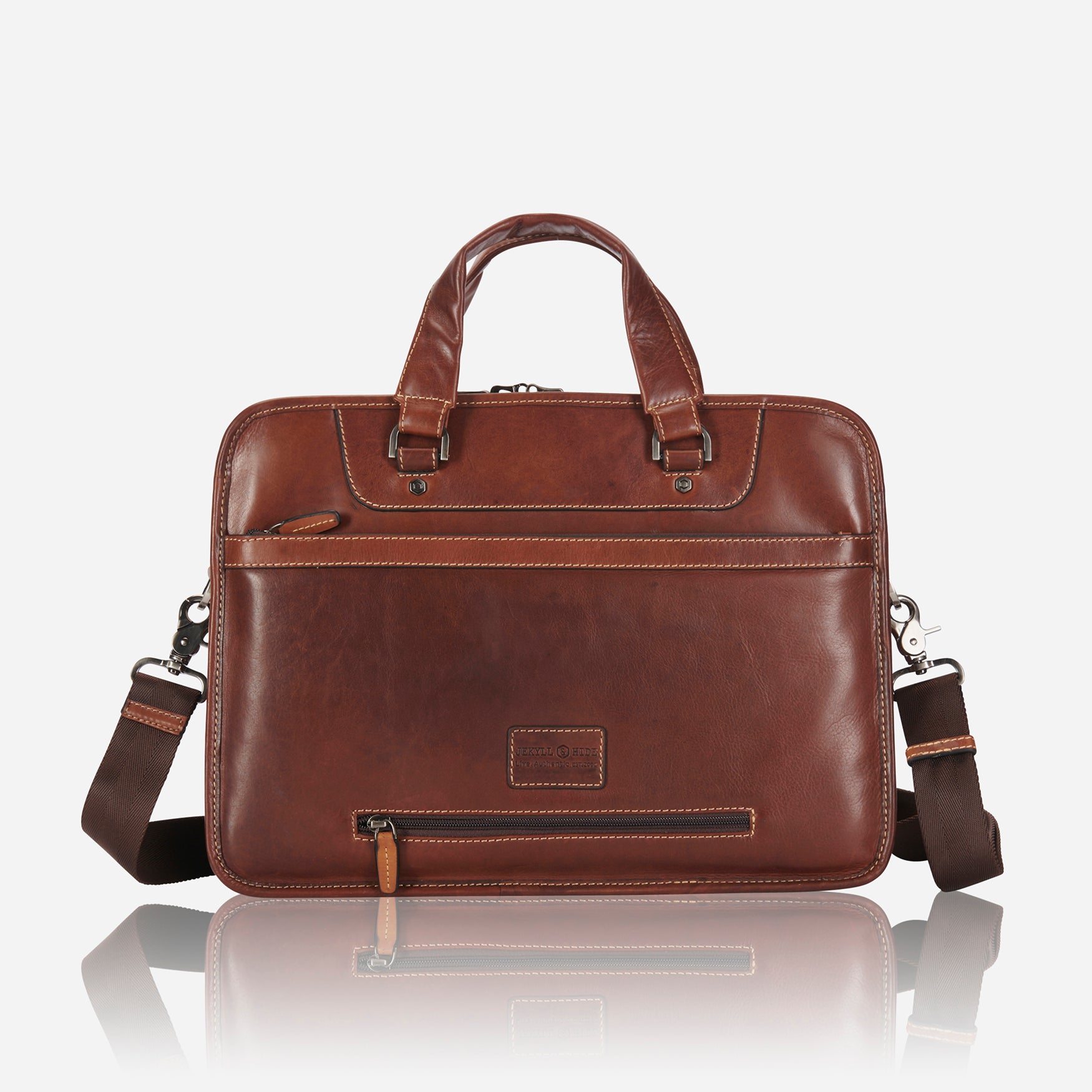 Oxford Medium Leather 15" Laptop Briefcase, Tobacco