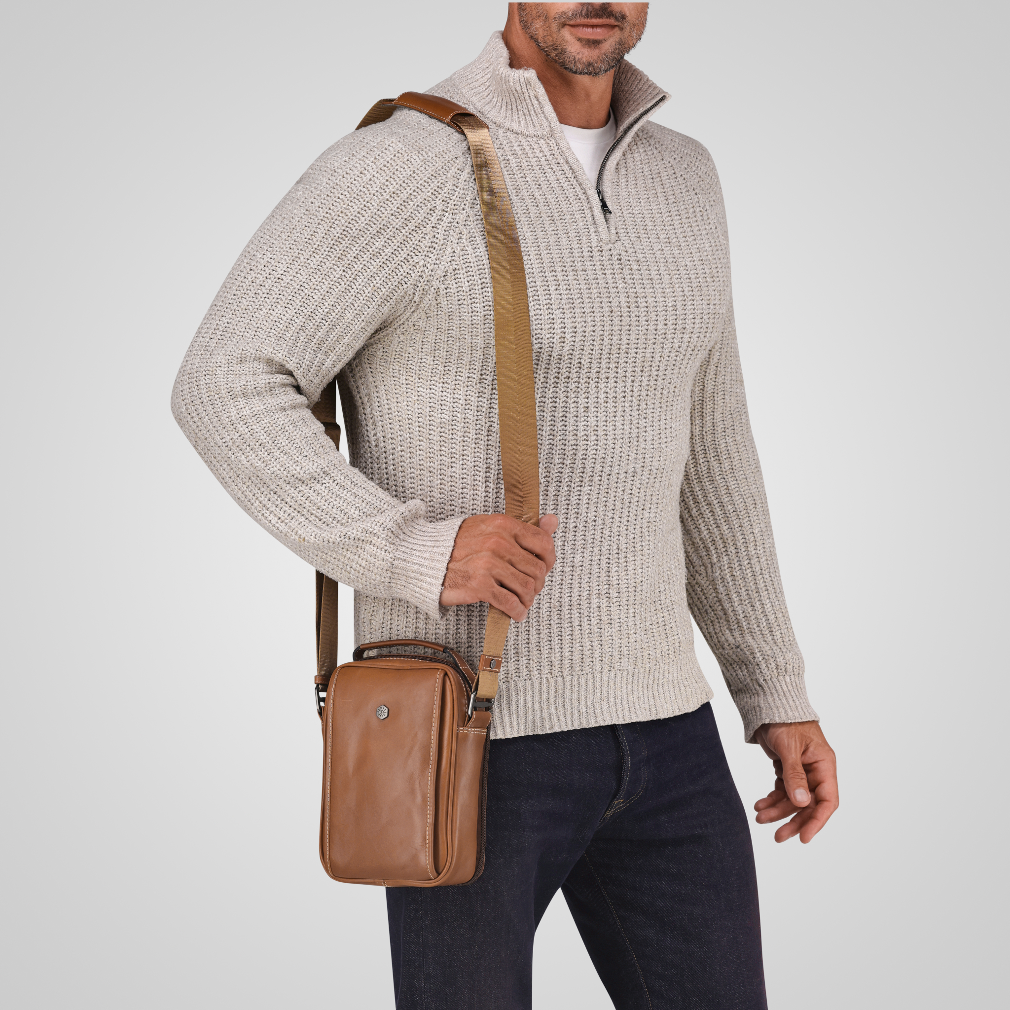 Mens Detailed Crossbody Bag
