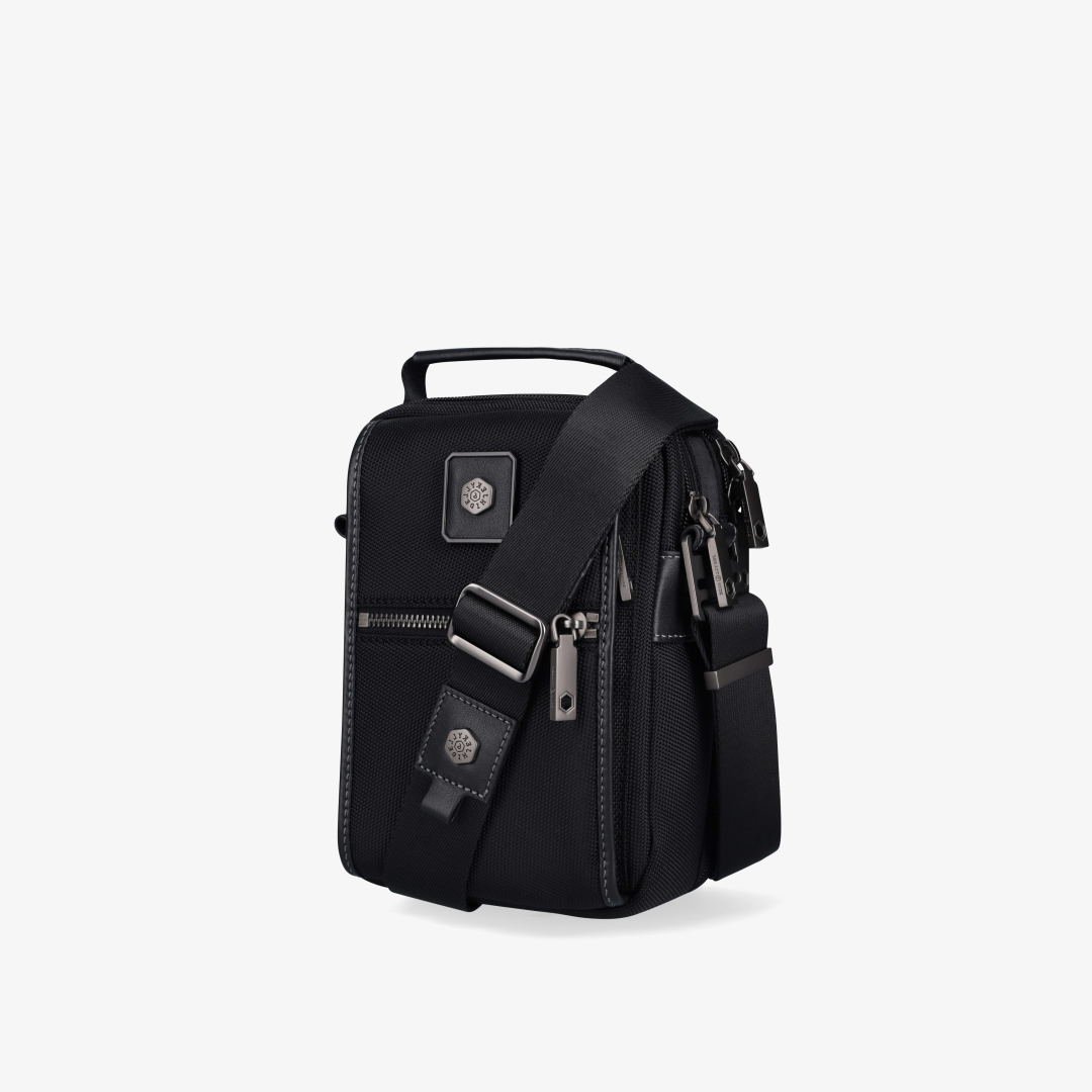 Slim Nylon Crossbody Bag, Black