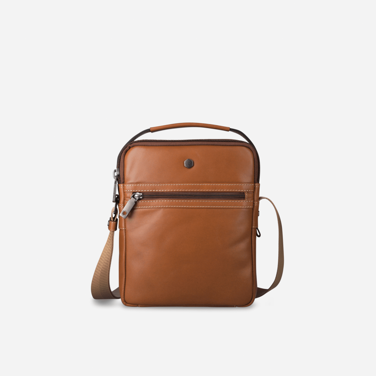 Norwegian black men's leather crossbody bag by Jekyll & Hide - hardware detail
