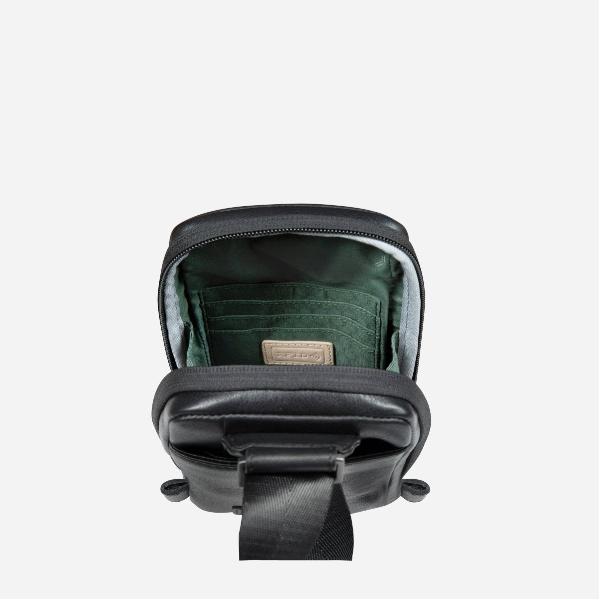 Norwegian black men's leather crossbody bag by Jekyll & Hide - back view