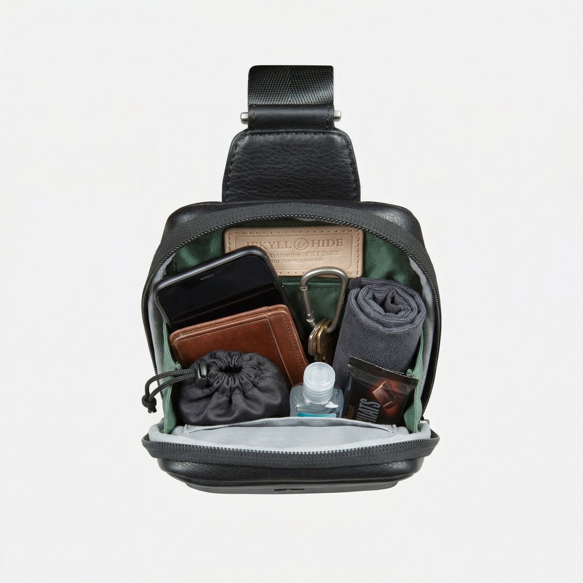 Norwegian black men's leather crossbody bag by Jekyll & Hide - front view