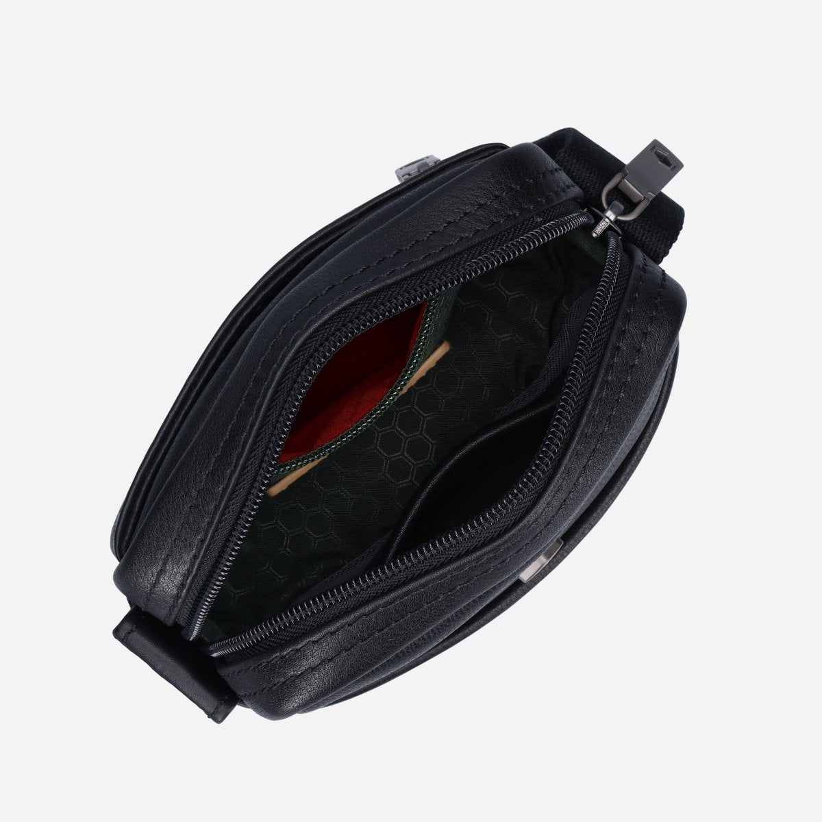 OXFORD black leather crossbody bag by Jekyll & Hide - side view
