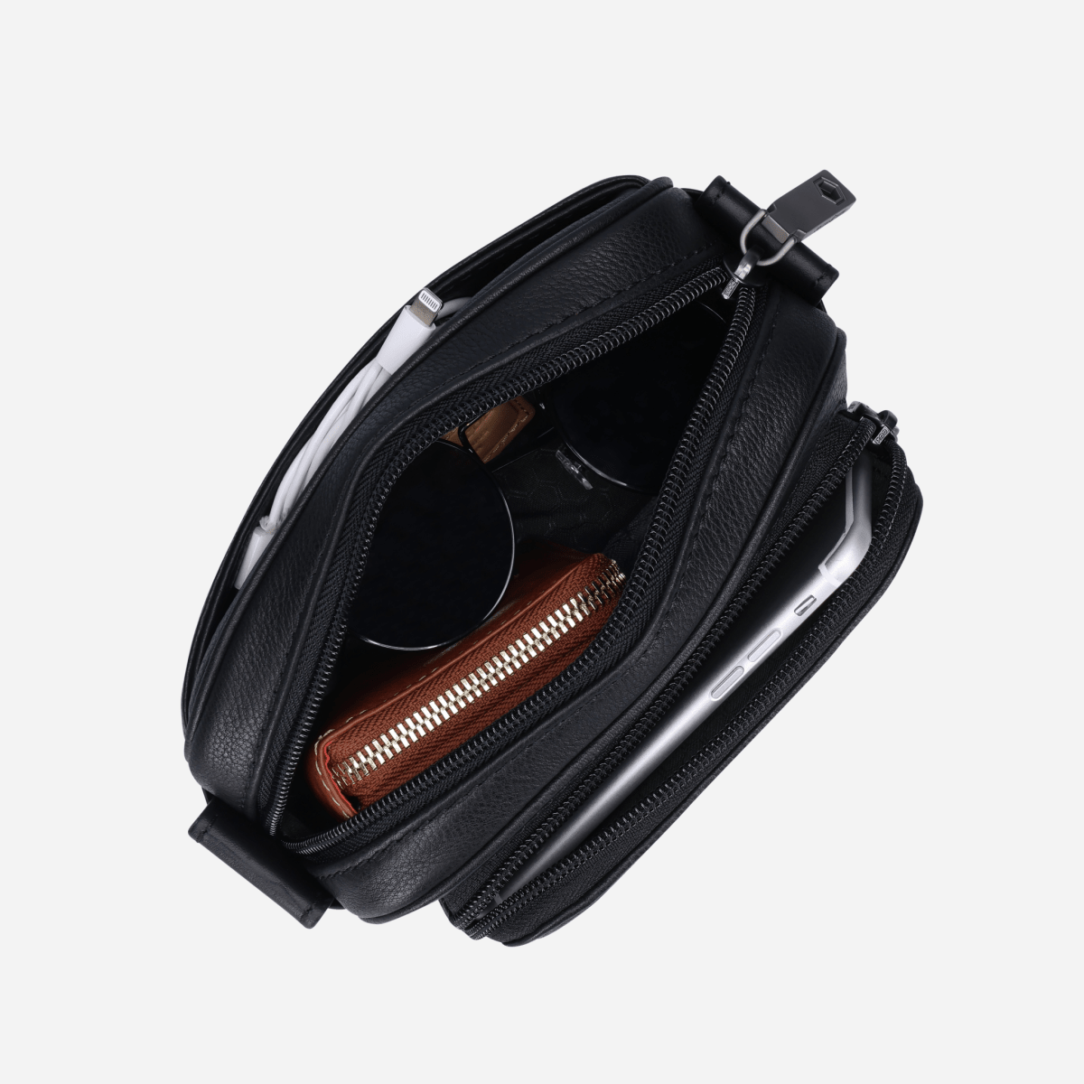 Norwegian Black Men's Leather Crossbody Bag | Jekyll & Hide