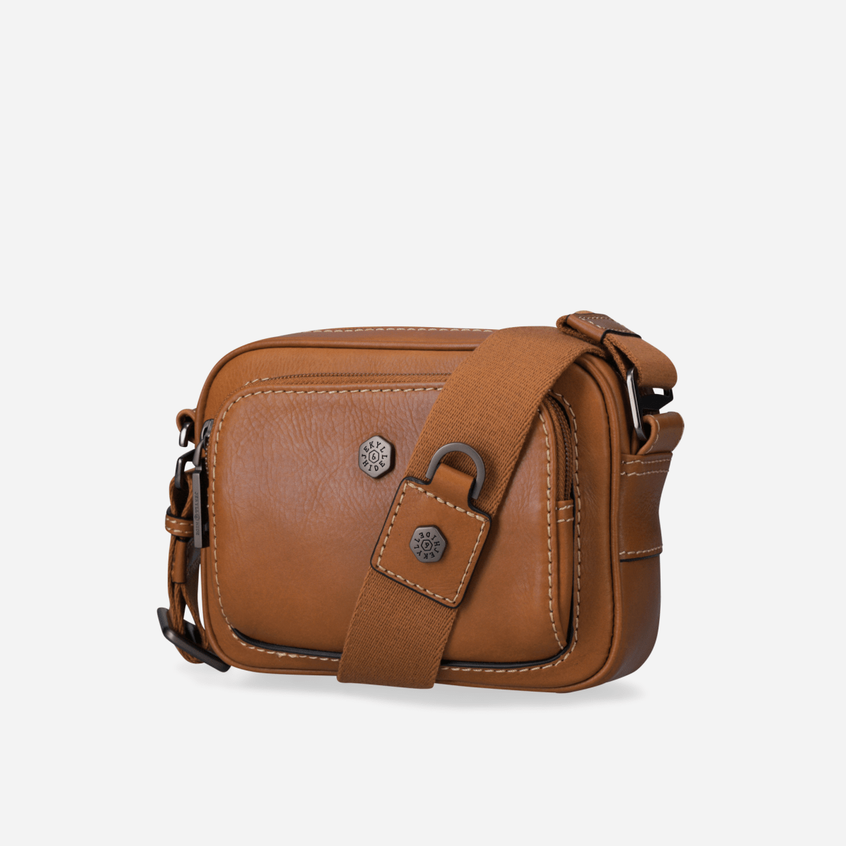 Norwegian black men's leather crossbody bag by Jekyll & Hide - side view