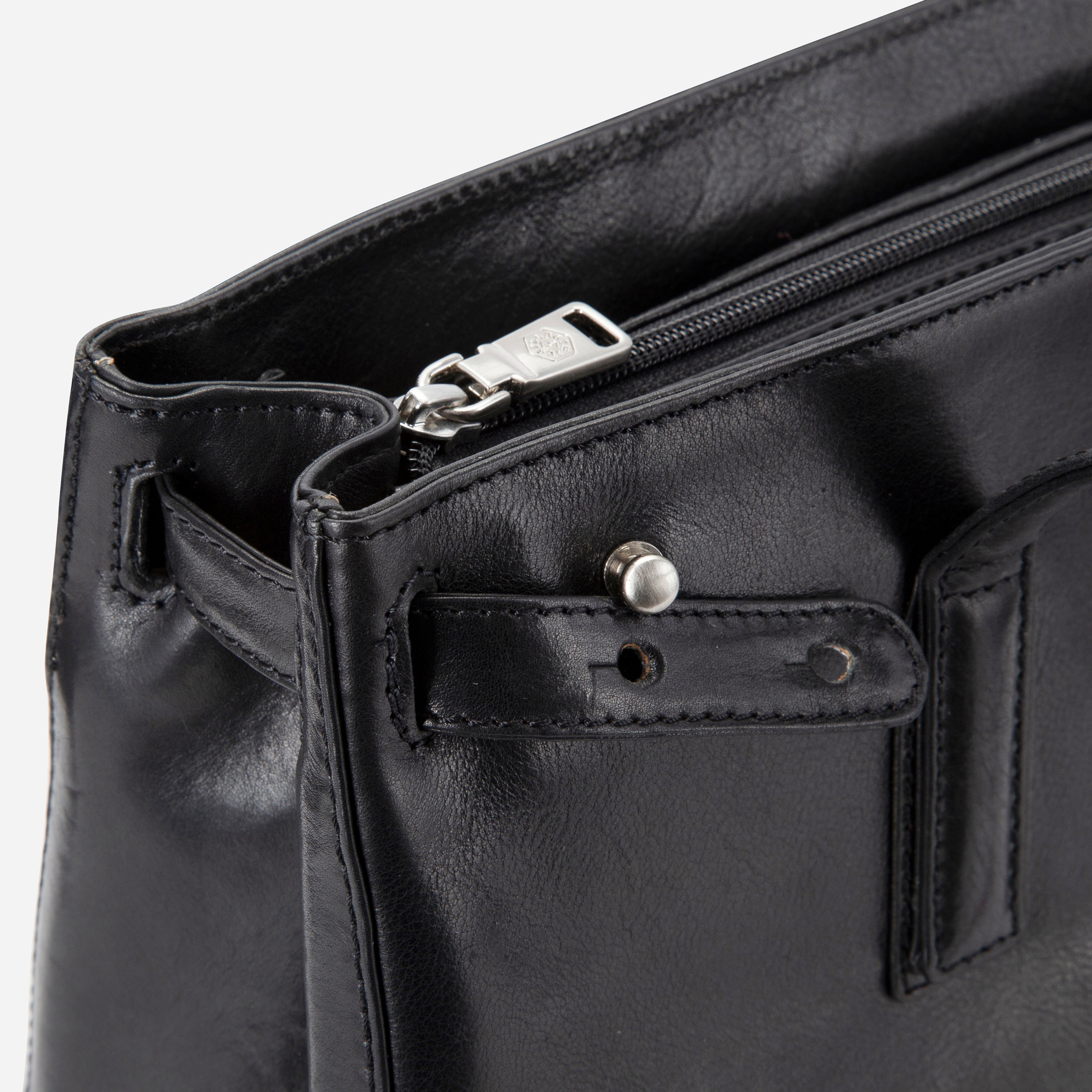 Black leather laptop handbag, interior view – Jekyll & Hide