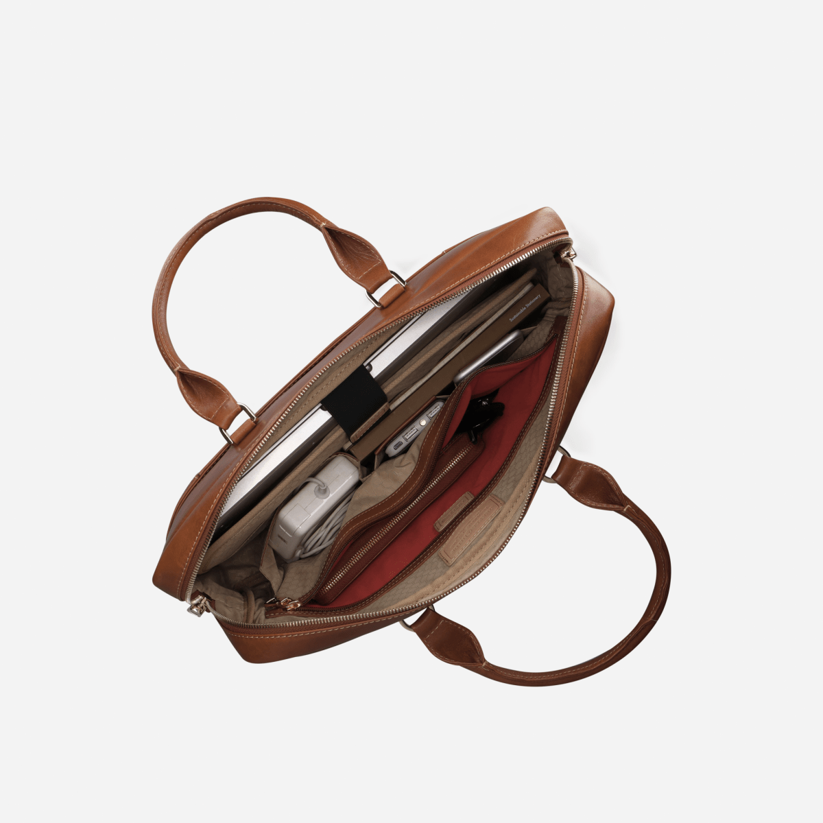 Paris red leather briefcase by Jekyll & Hide - side view