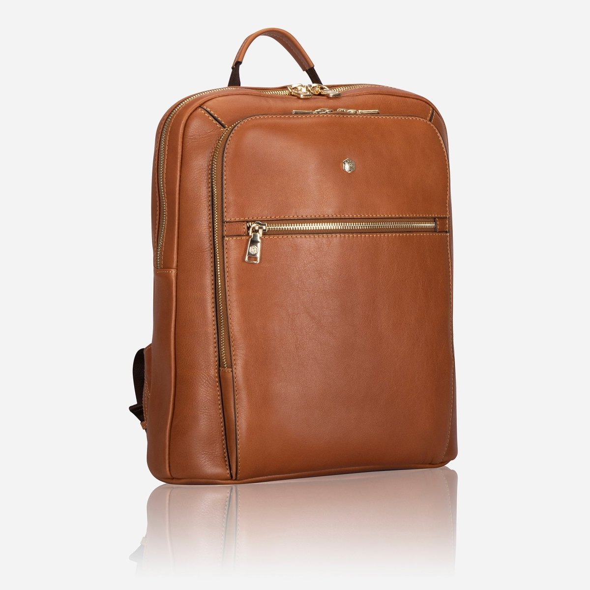 Back view of the tan leather laptop backpack – Jekyll & Hide