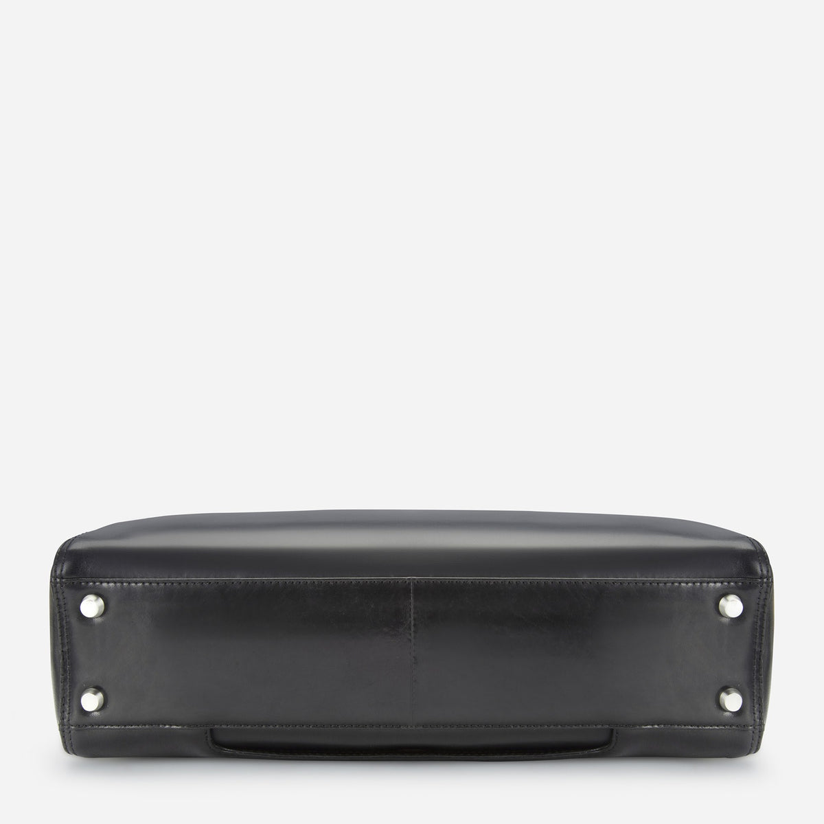 Base of the black leather Paris Shopper with protective metal feet