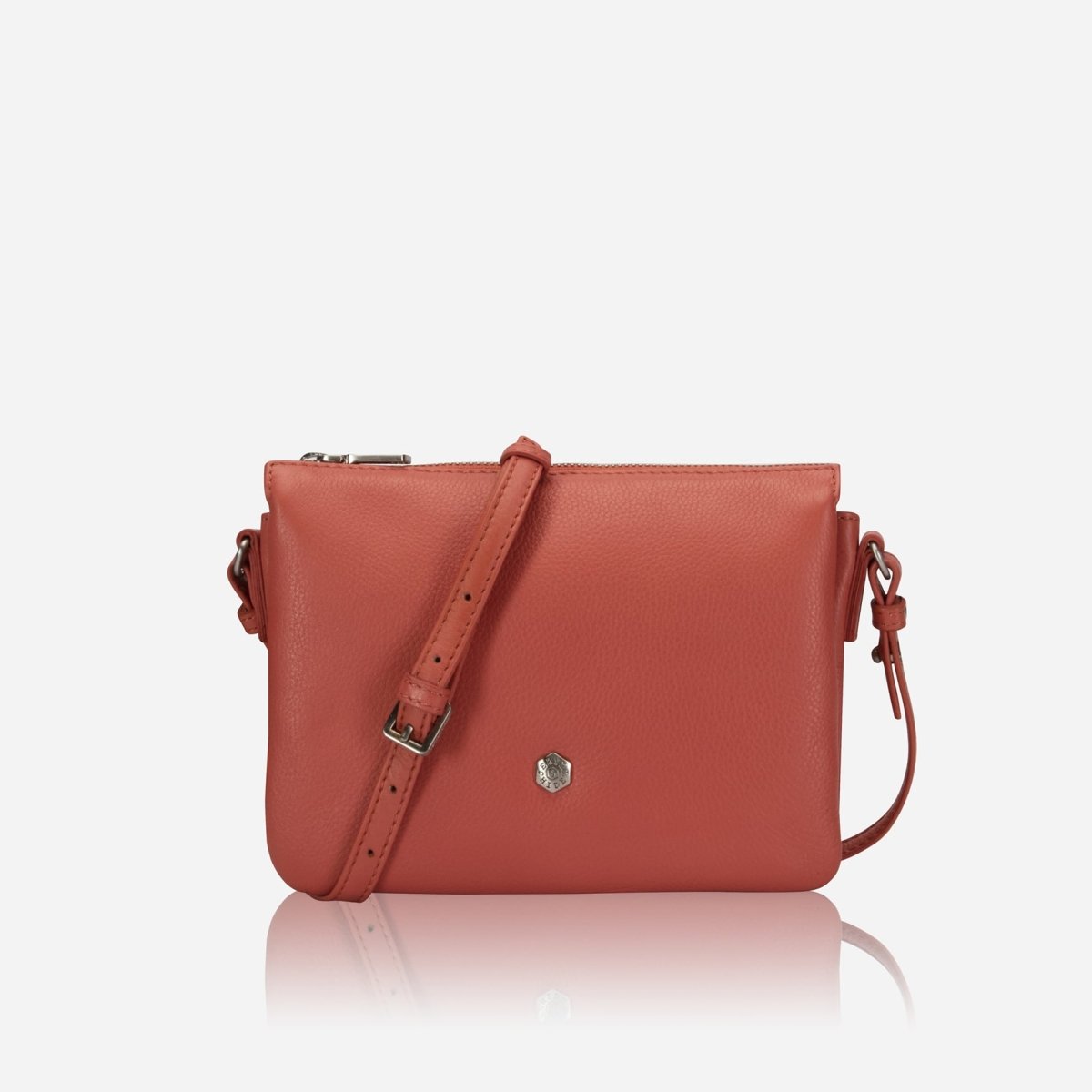 Slim Ladies Leather Crossbody, Apricot
