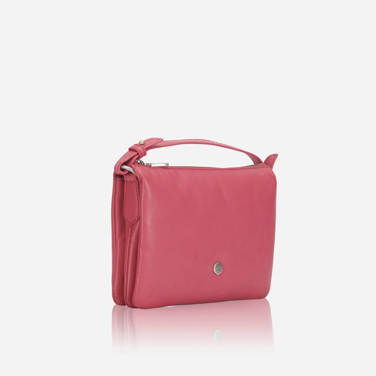 Slim Ladies Leather Crossbody, Flamingo