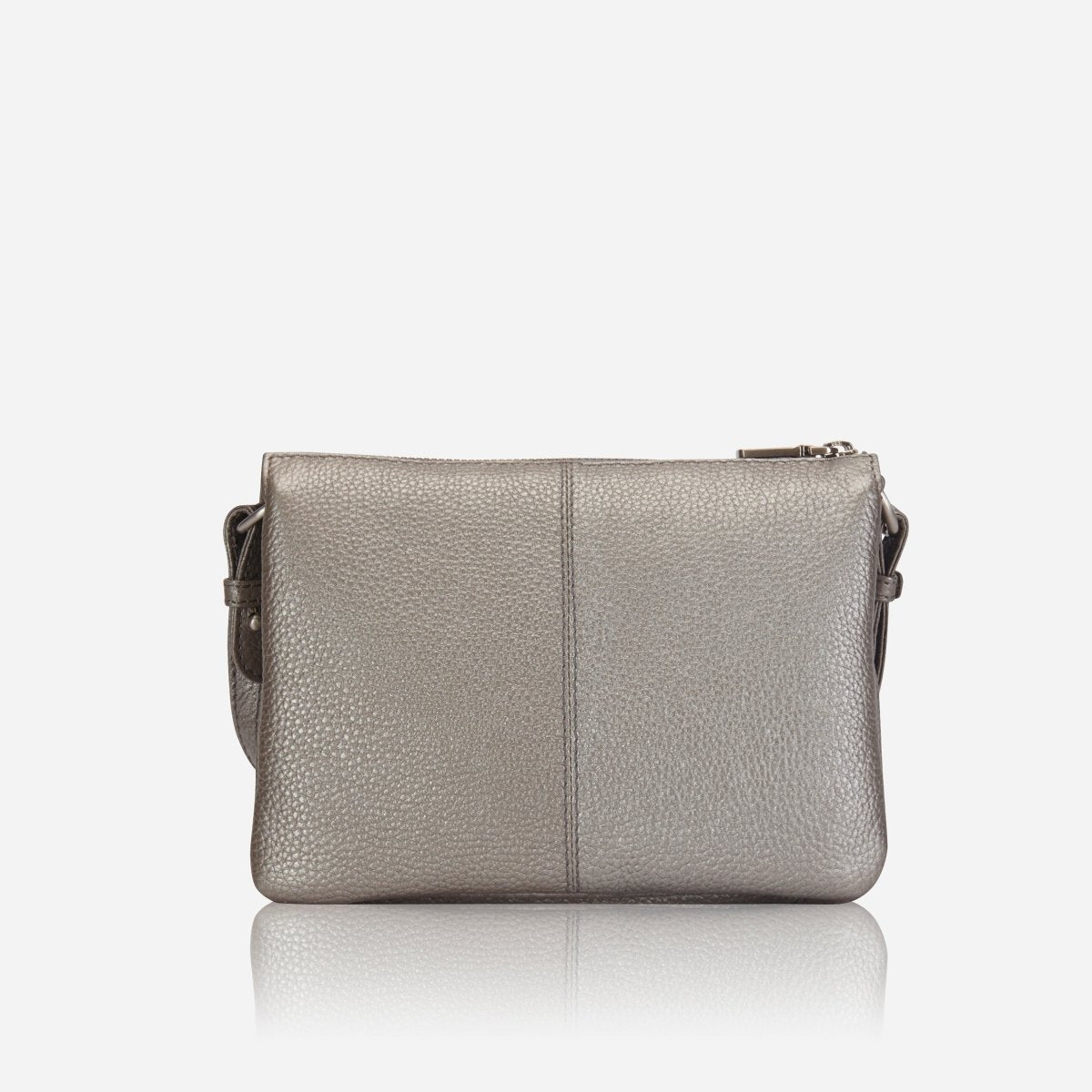 Slim Ladies Leather Crossbody, Metallic Silver