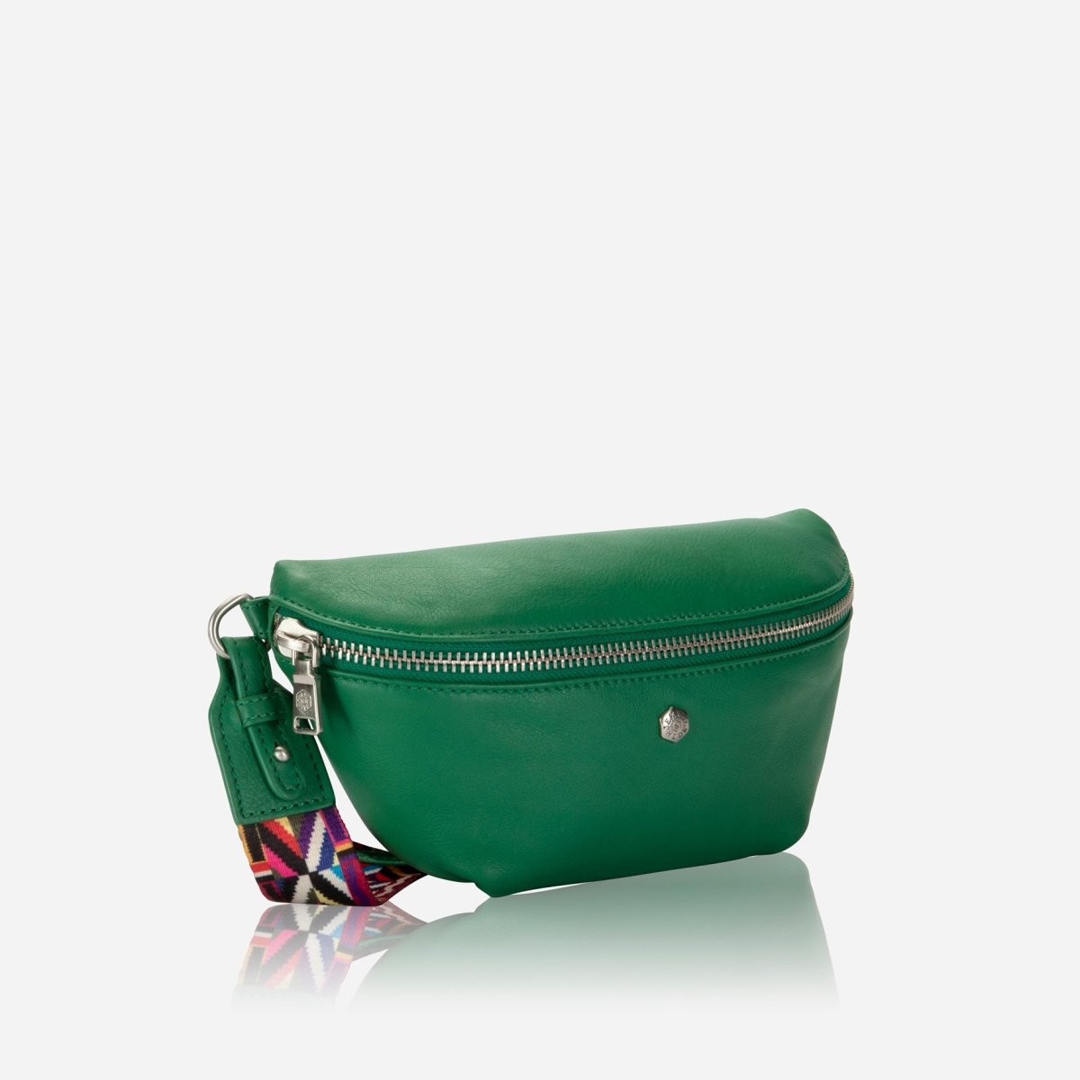 Osaka Slim Ladies Leather Waist Bag, Spring Basil