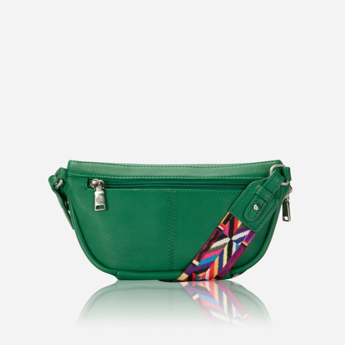 Osaka Slim Ladies Leather Waist Bag, Spring Basil