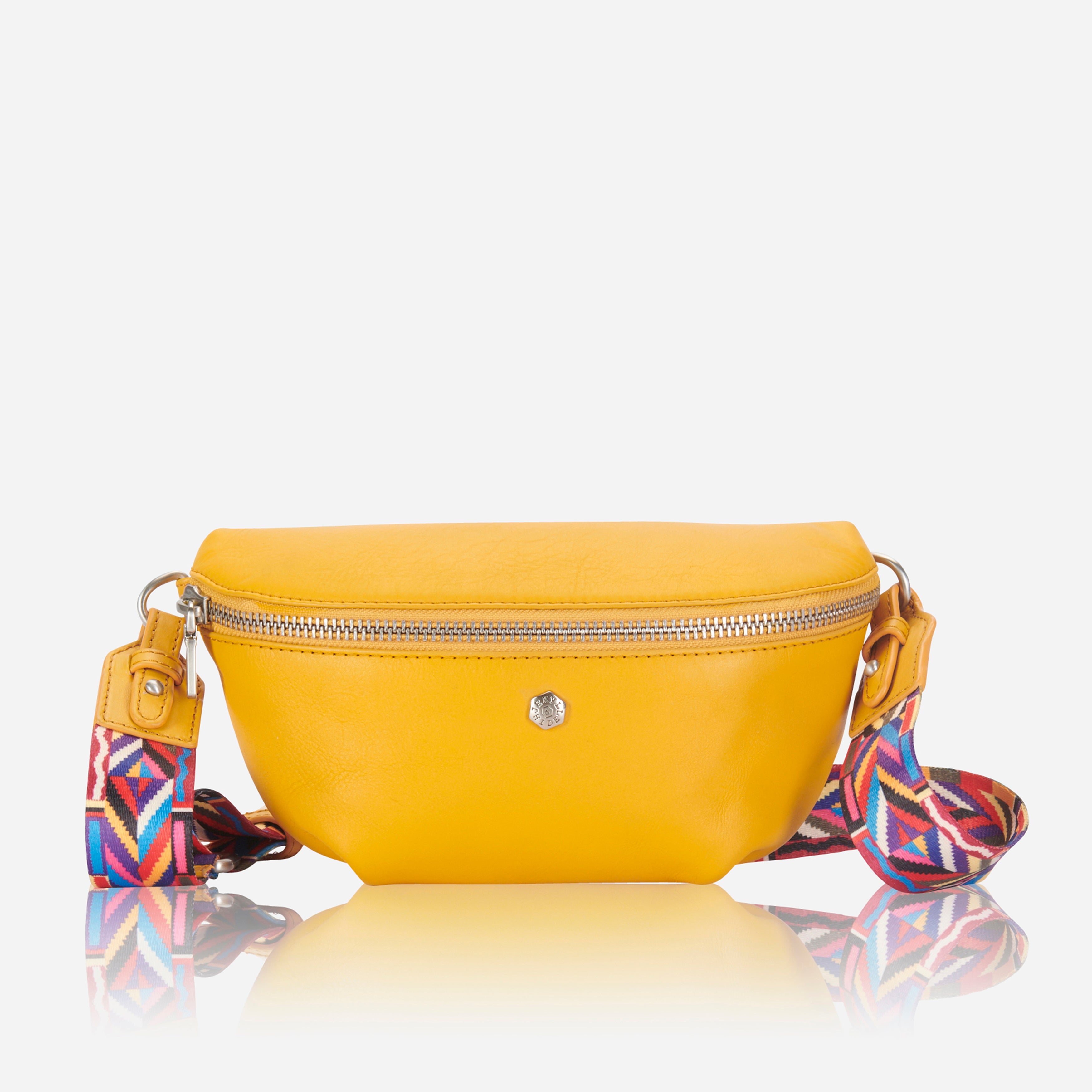 Slim Ladies Leather Waist Bag, Amber
