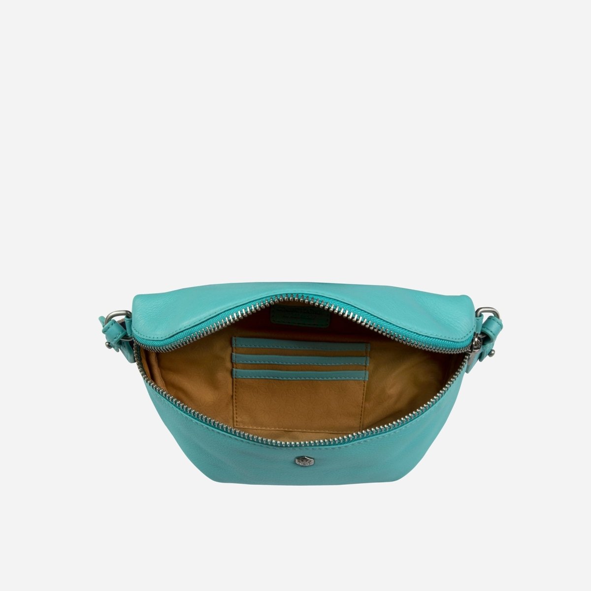 Osaka Slim Ladies Leather Waist Bag, Blue Beetle