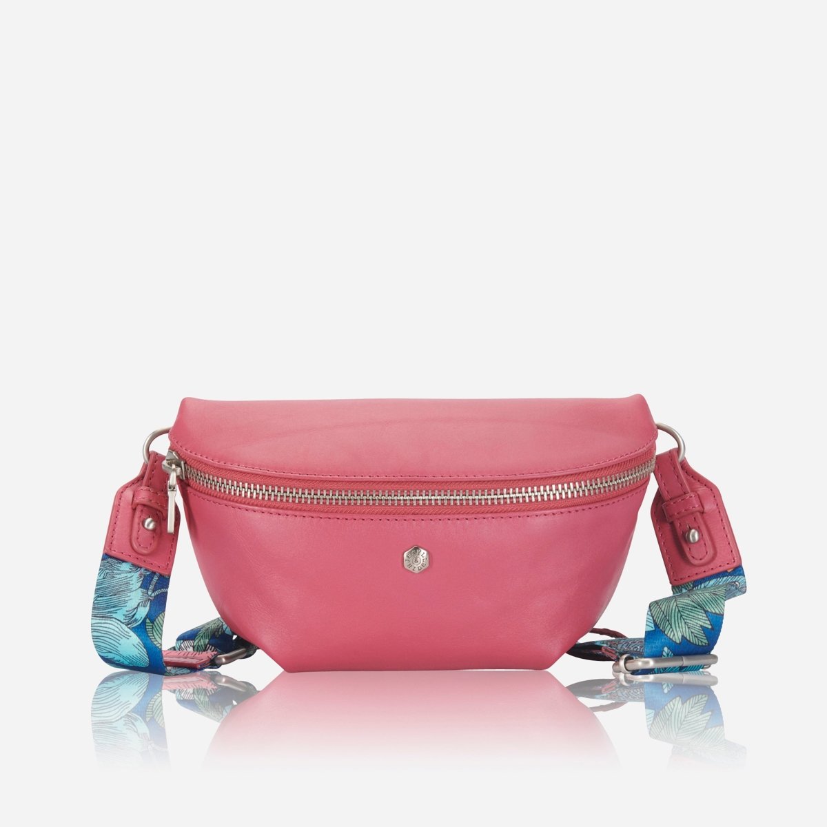 Osaka Slim Ladies Leather Waist Bag, Flamingo