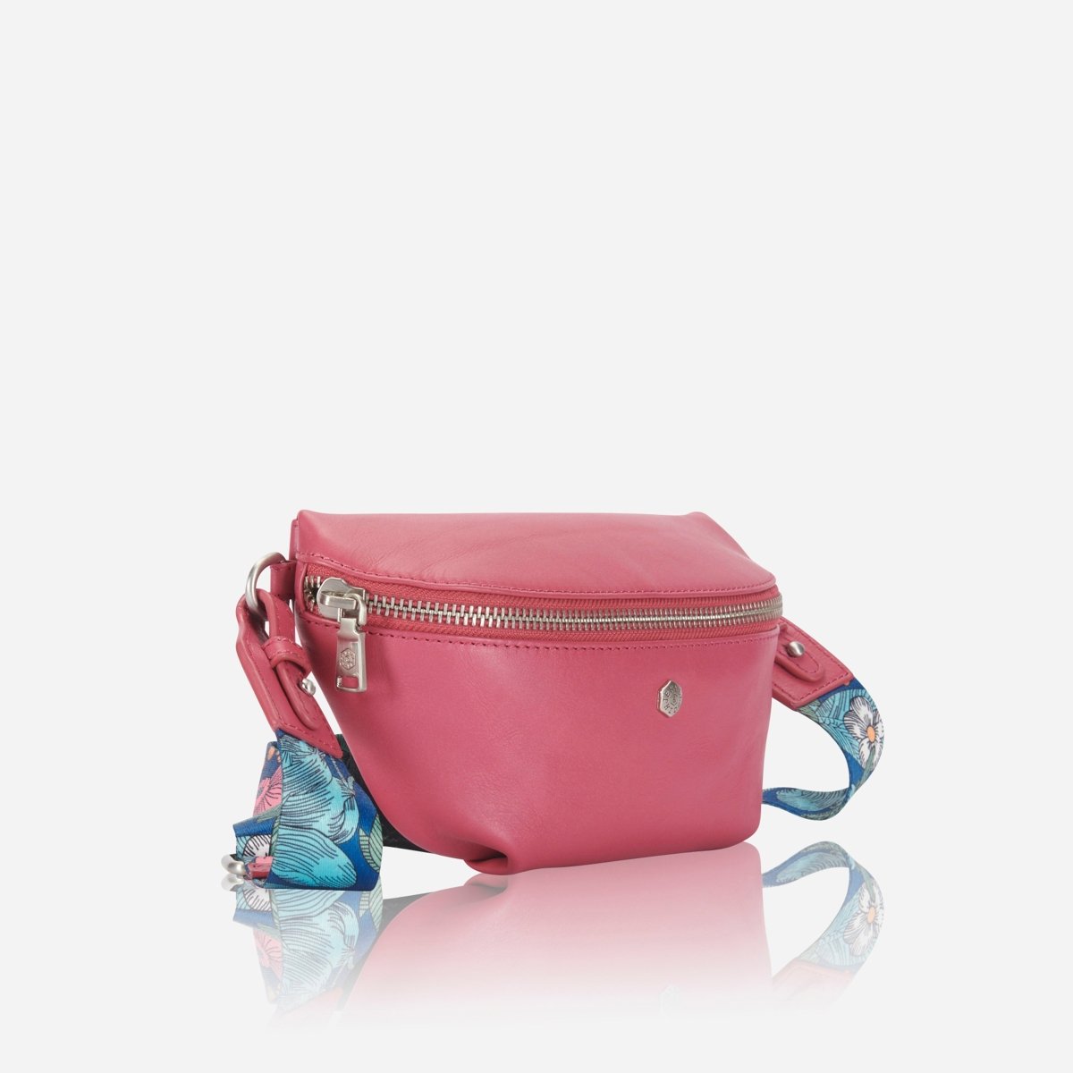 Osaka Slim Ladies Leather Waist Bag, Flamingo