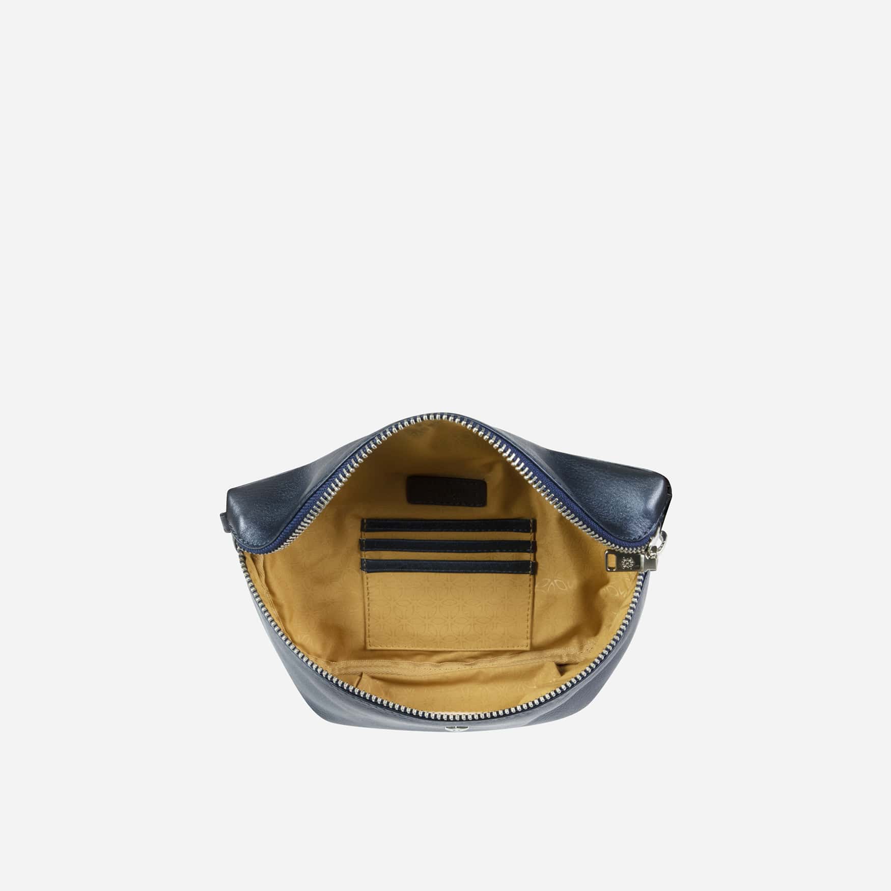 Osaka Slim Ladies Leather Waist Bag, Metallic Indigo