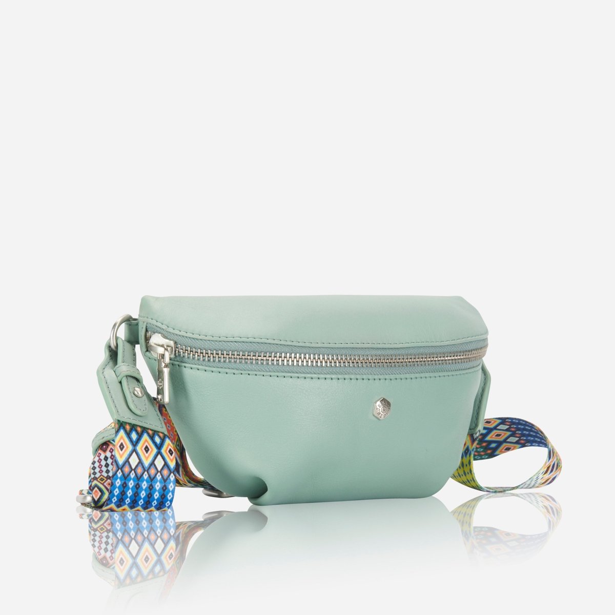 Osaka Slim Ladies Leather Waist Bag, Eucalyptus