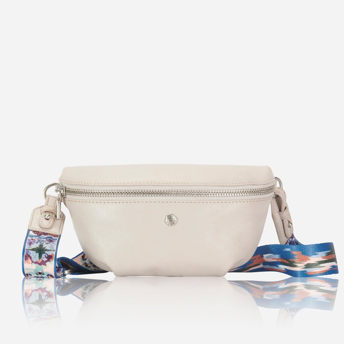 Osaka Slim Ladies Leather Waist Bag, Pebble