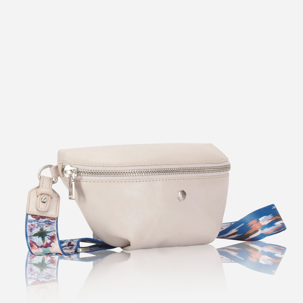Osaka Slim Ladies Leather Waist Bag, Pebble