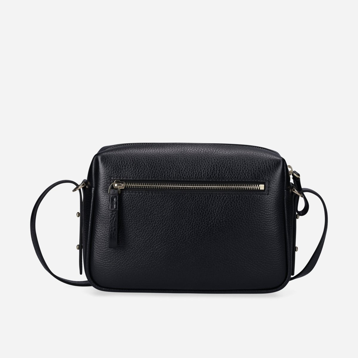 Black leather crossbody bag, side view – Jekyll & Hide