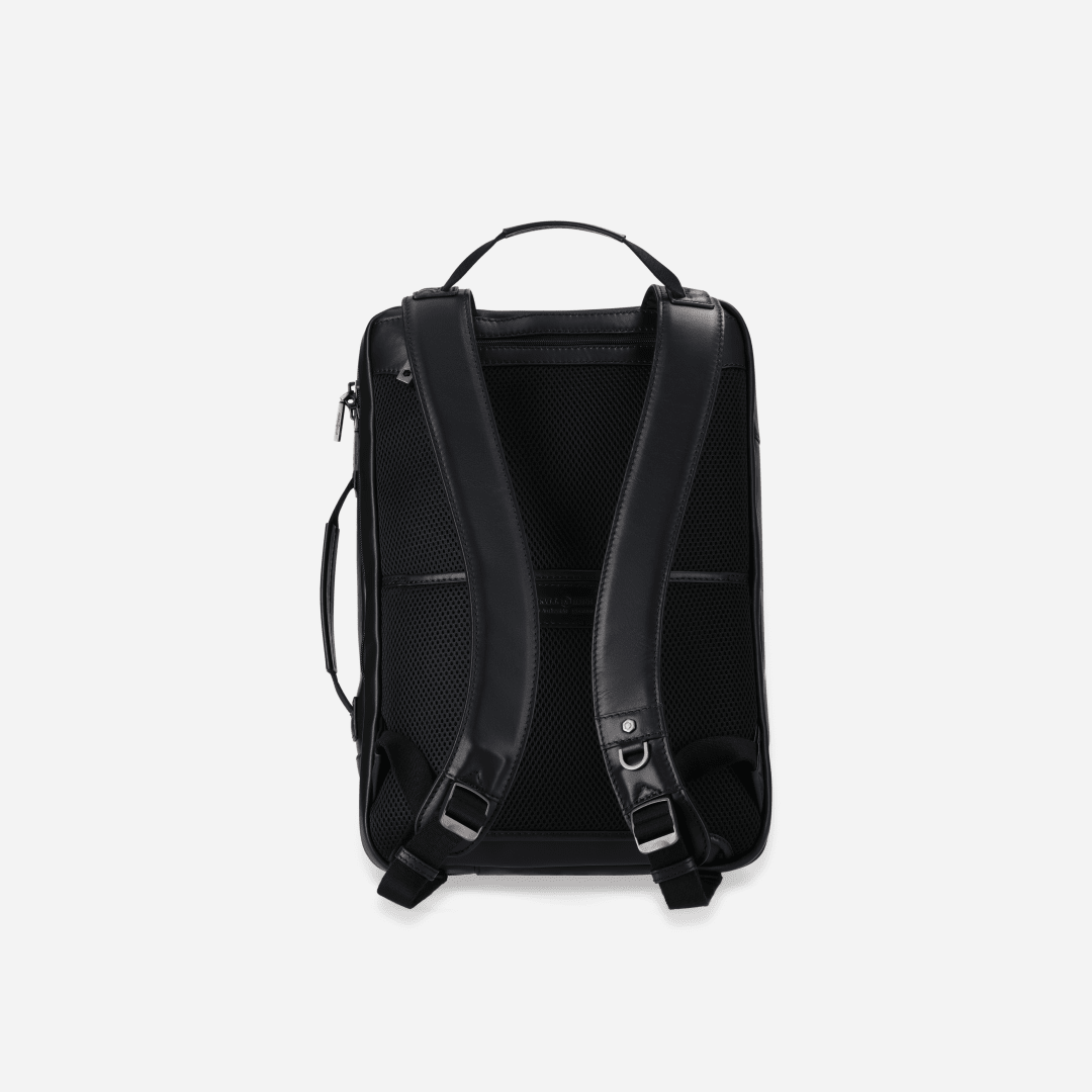 Jekyll and Hide 17-inch travel backpack in Black with padded laptop compartment and adjustable straps, back image