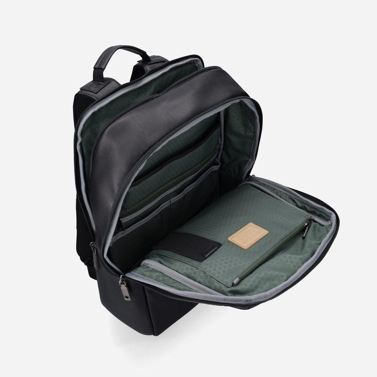 Full-grain leather backpack by Jekyll & Hide - interior detail