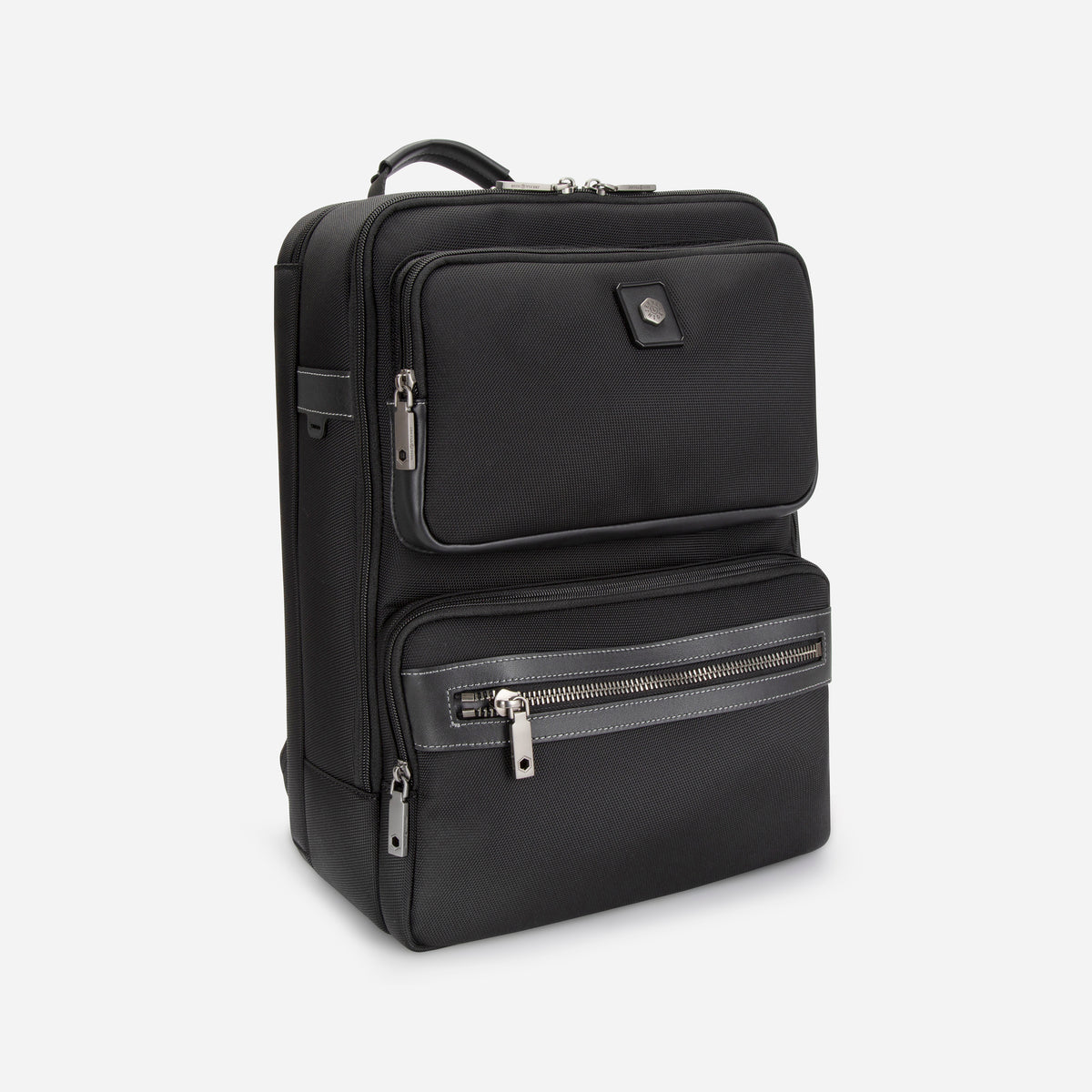 Jekyll & Hide Tokyo Square Backpack in Black, three-quarter front view