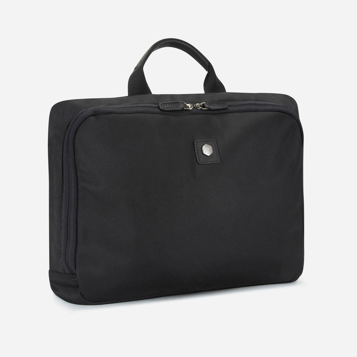 Black shirt and laundry bag, angled view with webbing grab handle, Jekyll & Hide