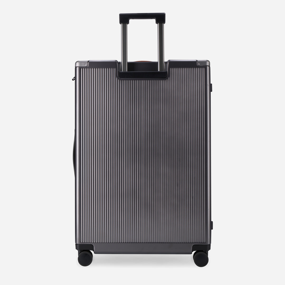 Back of the black-trim Large Check-In suitcase with extended trolley handle