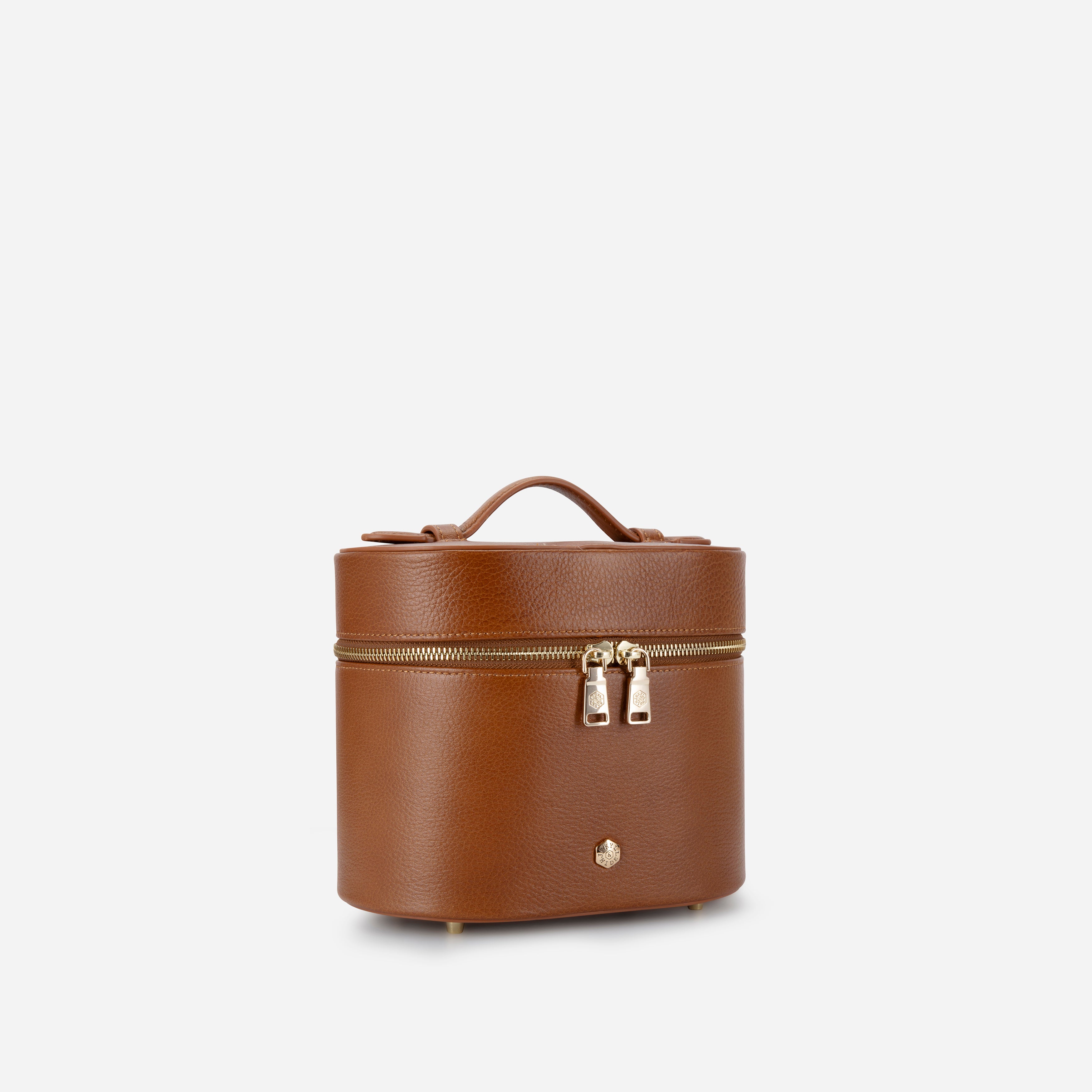 Jekyll & Hide Geneva Vanity Case in Tan, three-quarter side view