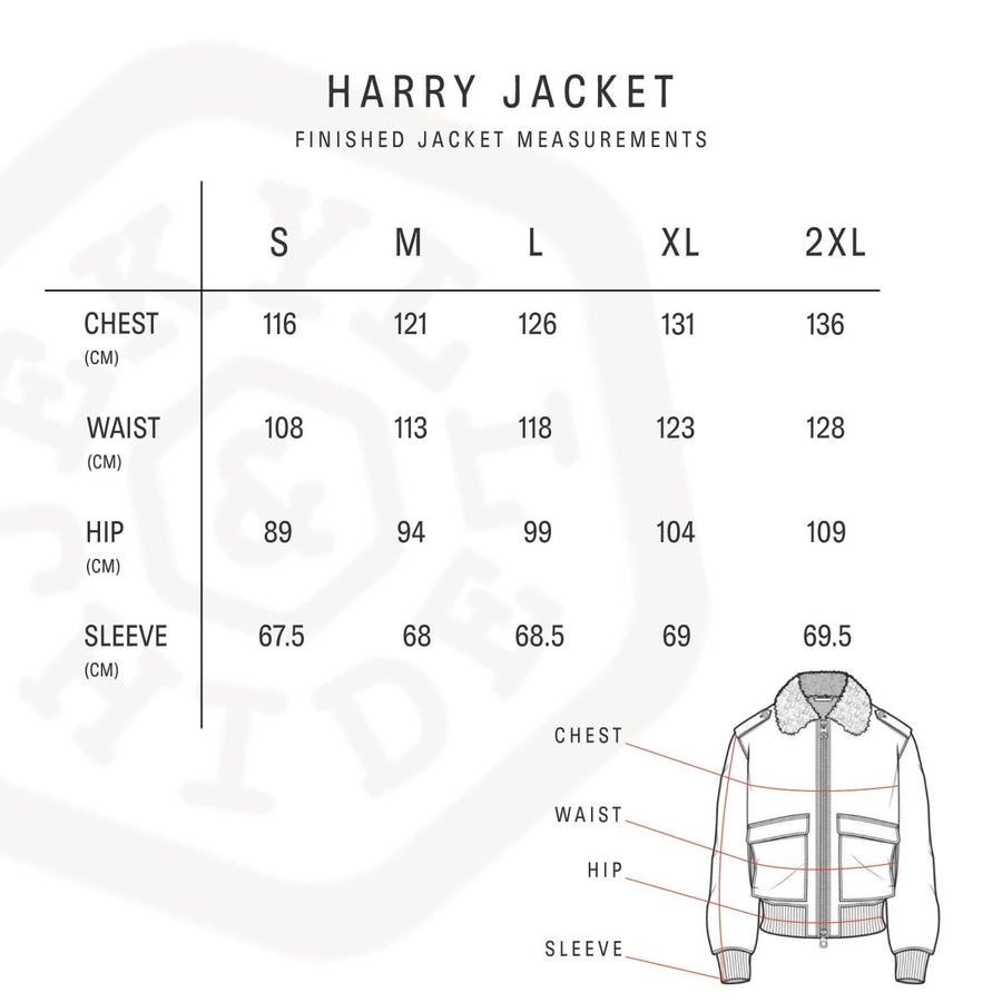 Harry Jacket size chart