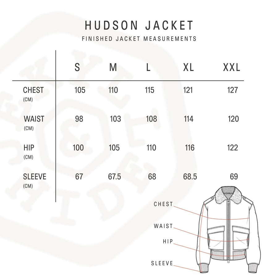 Hudson Jacket size chart