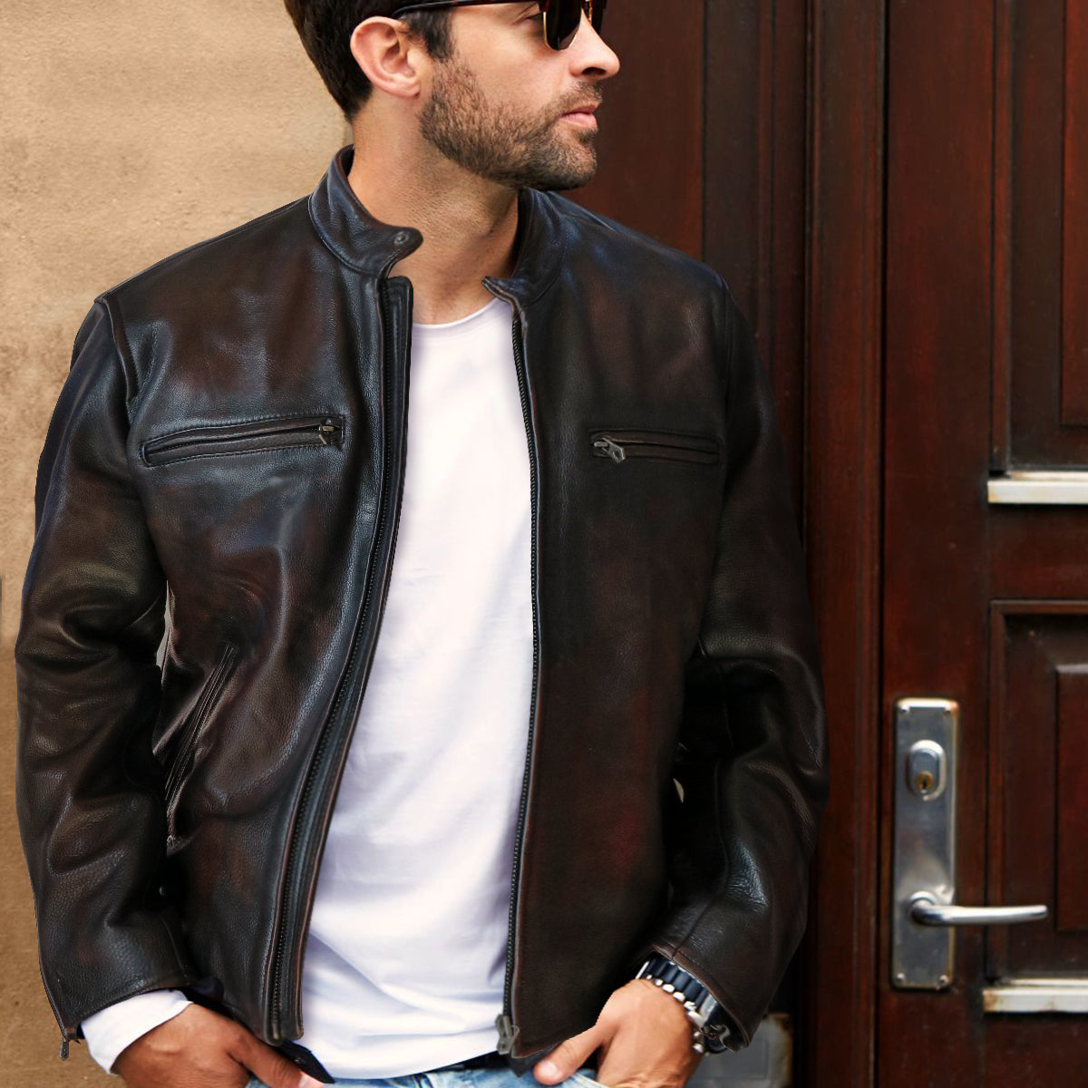 Harley Biker Jacket, Dark Brown
