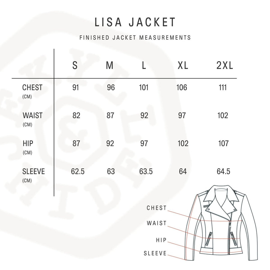 Lisa Jacket size chart