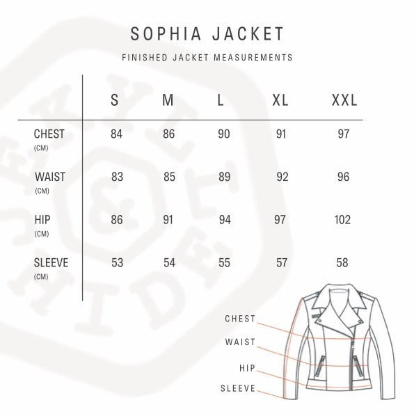 Sophia Jacket size chart