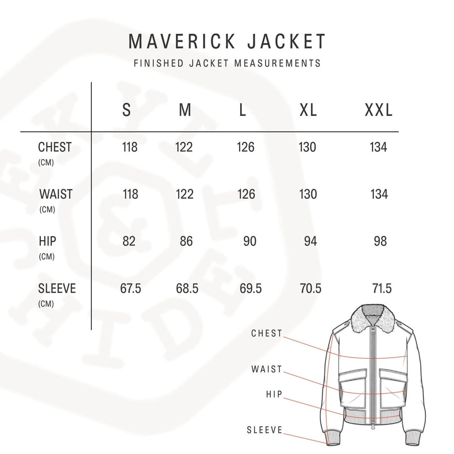 Maverick Jacket size chart