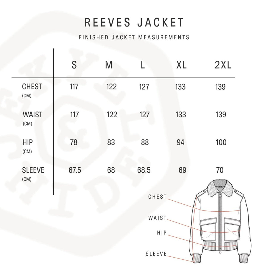 Reeves Jacket size chart