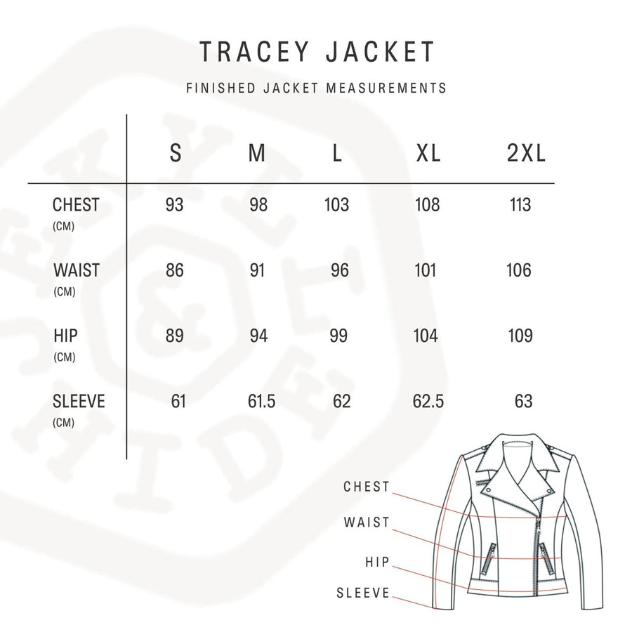Tracey Biker size chart