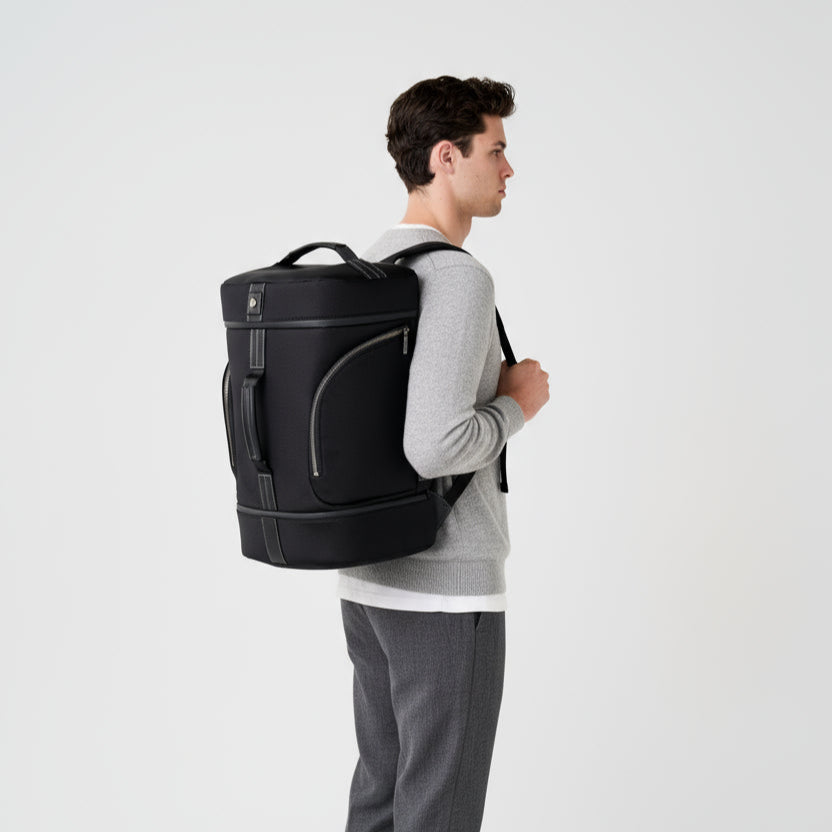 Large Nylon Travel Backpack, Black