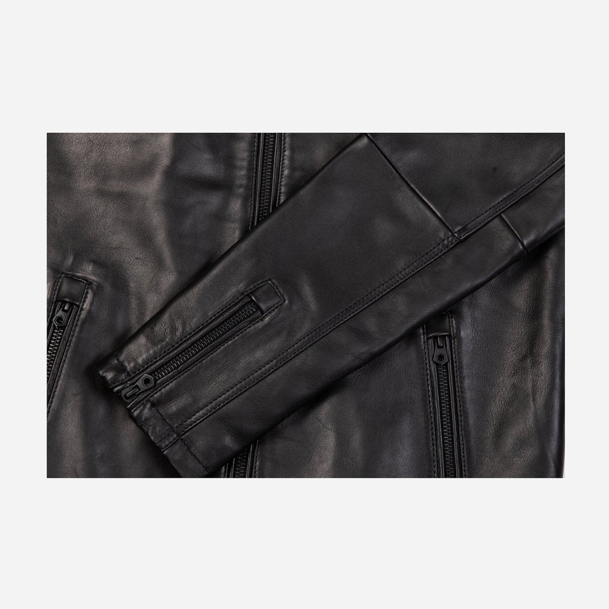 Mandarin Collar Leather Jacket