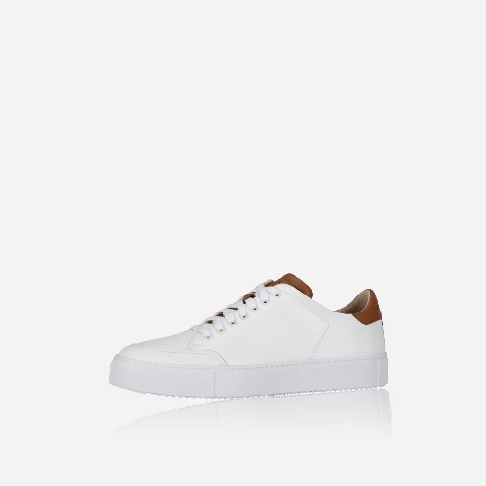 Sneaker, White with Tan Trim