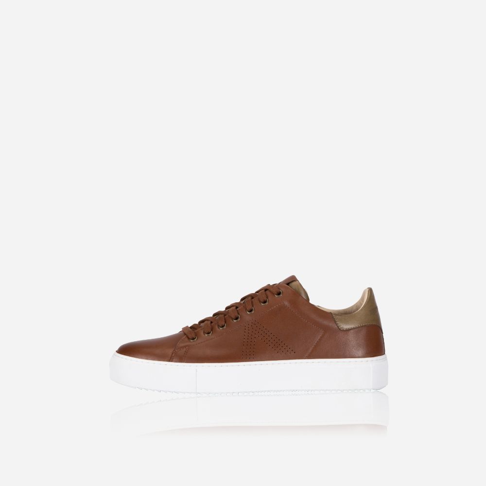 Sneaker, Tan with Olive trim