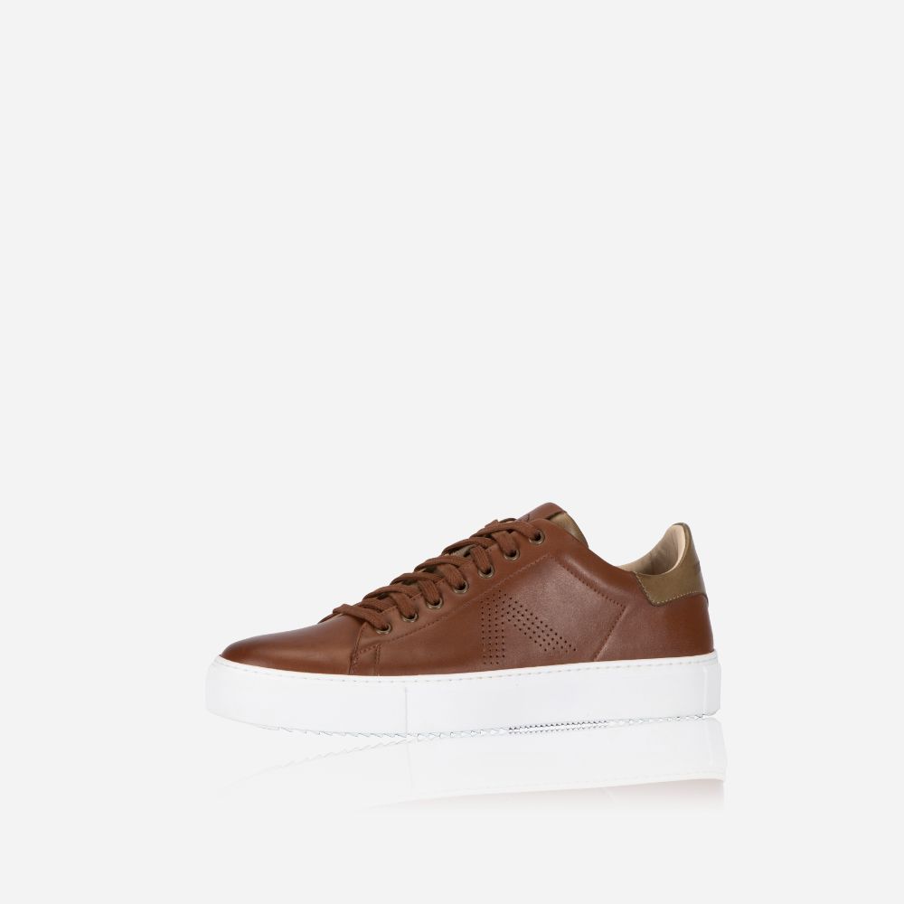 Sneaker, Tan with Olive trim