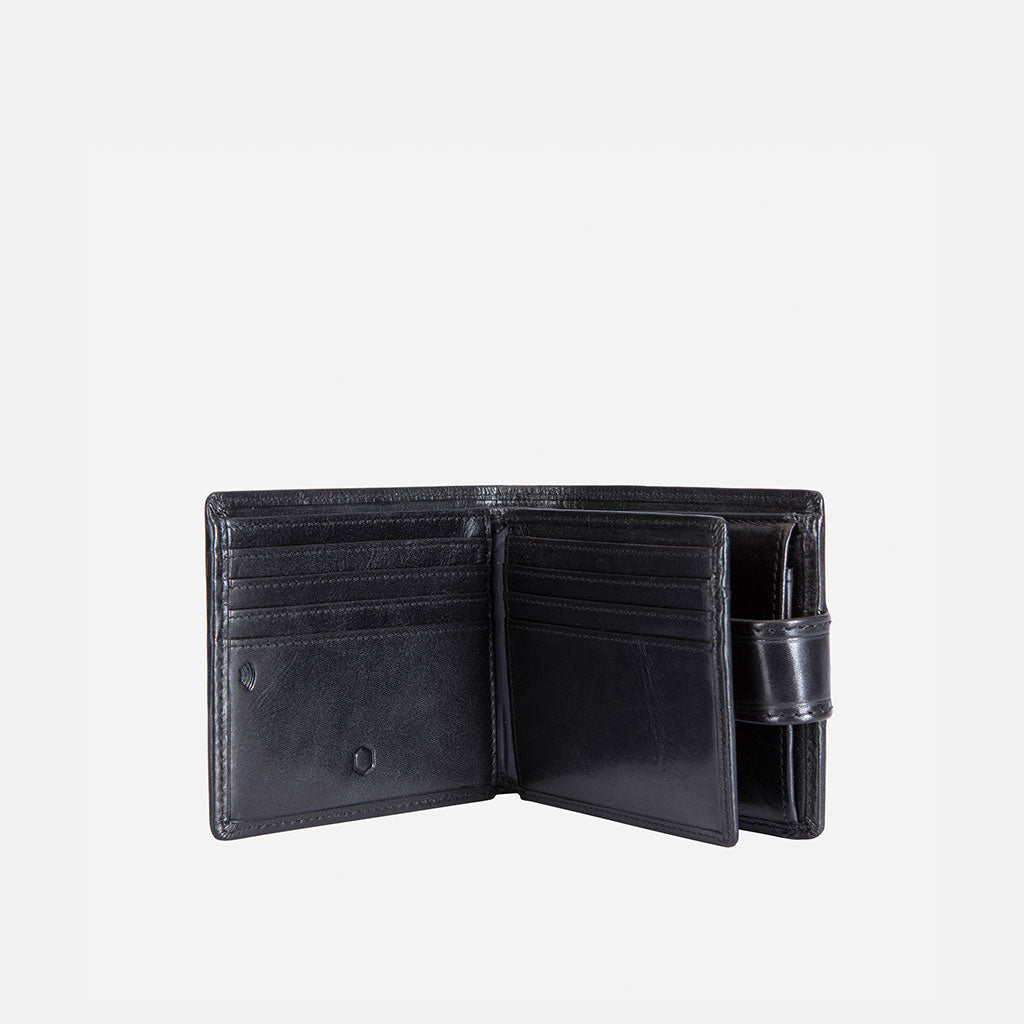 Oxford Billfold Wallet with Coin and ID Window, Black